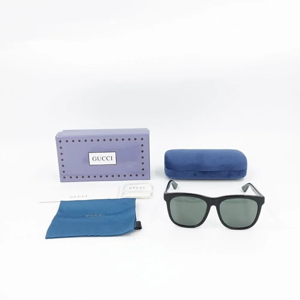 Gucci GG0057 Square Sunglasses Black Green OS